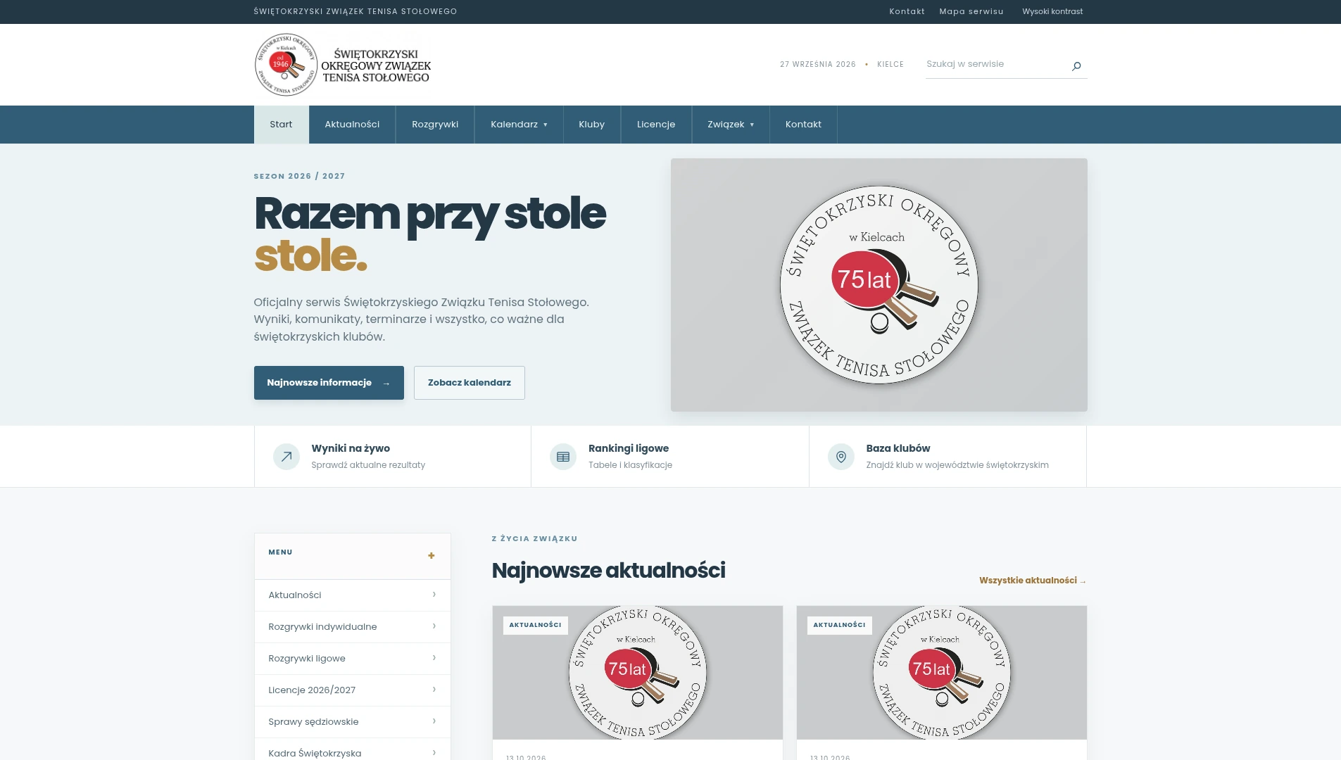 Serwis Świętokrzyskiego Okręgowego Związku Tenisa Stołowego